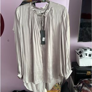 Halston silk blouse. Beige colorXL size long sleeves. Brand new.